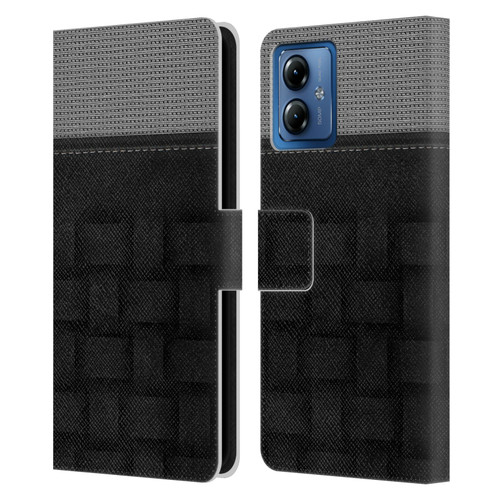 Alyn Spiller Luxury Charcoal Leather Book Wallet Case Cover For Motorola Moto G14