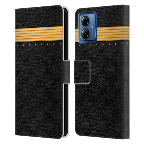 Alyn Spiller Luxury Gold Leather Book Wallet Case Cover For Motorola Moto G14