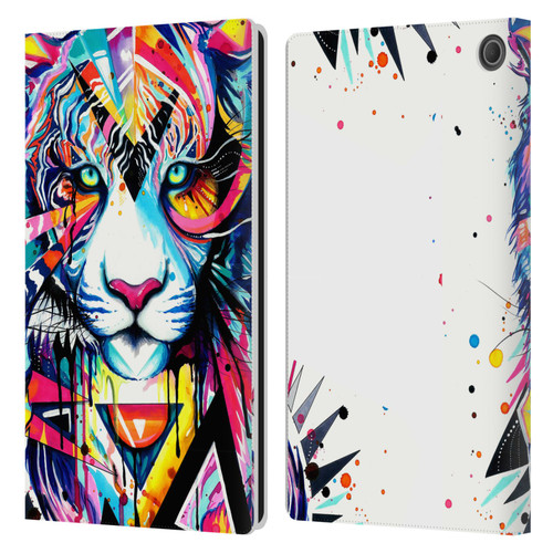 Pixie Cold Cats Shattered Tiger Leather Book Wallet Case Cover For Amazon Fire Max 11 2023