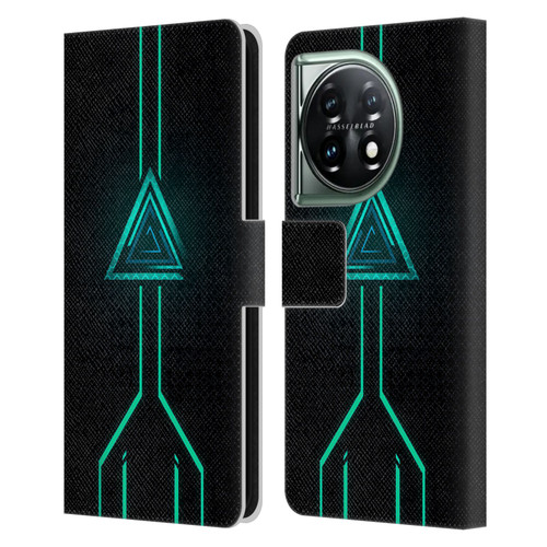 Alyn Spiller Neon Green Leather Book Wallet Case Cover For OnePlus 11 5G