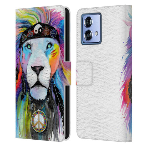 Pixie Cold Cats Hippy Lion Leather Book Wallet Case Cover For Motorola Moto G84 5G