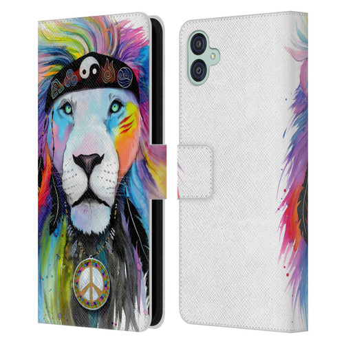 Pixie Cold Cats Hippy Lion Leather Book Wallet Case Cover For Samsung Galaxy M04 5G / A04e