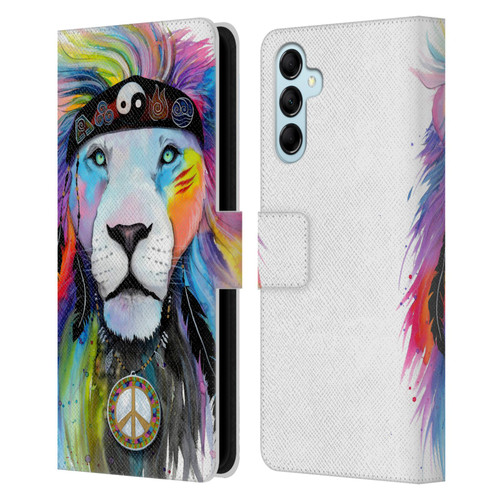 Pixie Cold Cats Hippy Lion Leather Book Wallet Case Cover For Samsung Galaxy M14 5G