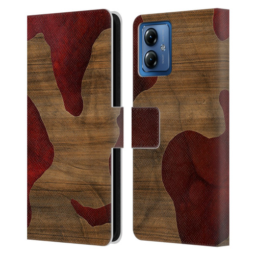 Alyn Spiller Wood & Resin Fire Leather Book Wallet Case Cover For Motorola Moto G14