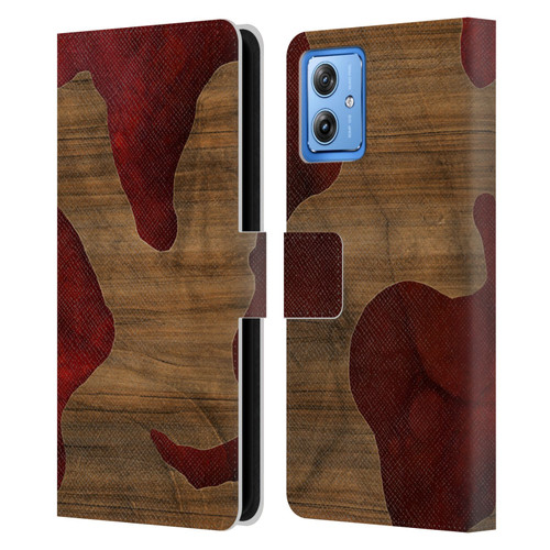 Alyn Spiller Wood & Resin Fire Leather Book Wallet Case Cover For Motorola Moto G54 5G
