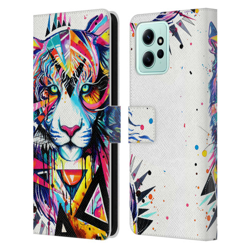 Pixie Cold Cats Shattered Tiger Leather Book Wallet Case Cover For Xiaomi Redmi 12