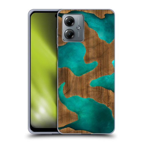 Alyn Spiller Wood & Resin Aqua Soft Gel Case for Motorola Moto G14