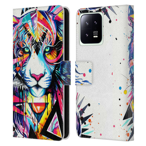 Pixie Cold Cats Shattered Tiger Leather Book Wallet Case Cover For Xiaomi 13 5G