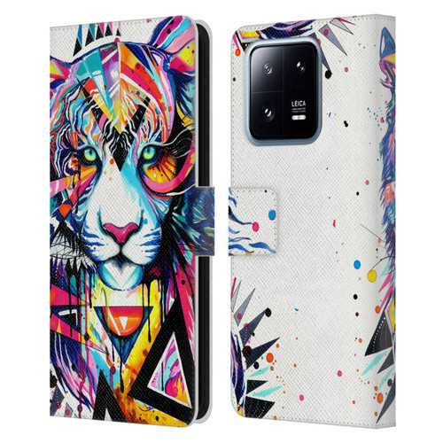 Pixie Cold Cats Shattered Tiger Leather Book Wallet Case Cover For Xiaomi 13 Pro 5G