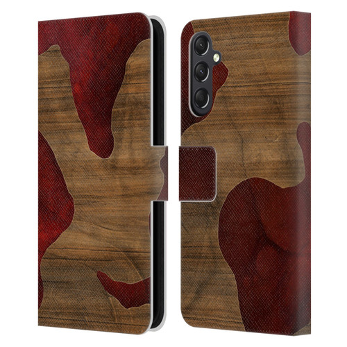 Alyn Spiller Wood & Resin Fire Leather Book Wallet Case Cover For Samsung Galaxy A24 4G / M34 5G