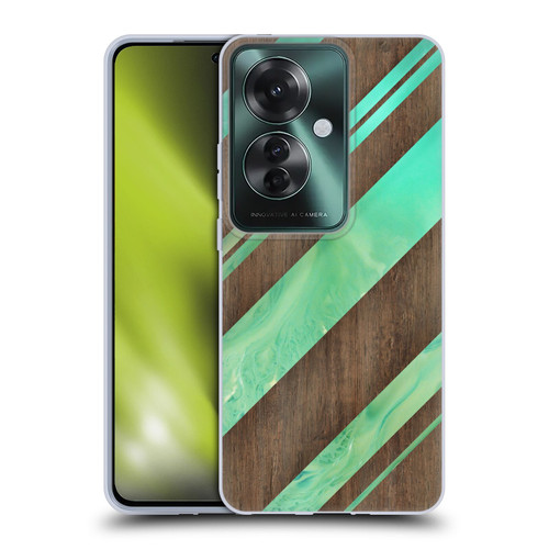 Alyn Spiller Wood & Resin Diagonal Stripes Soft Gel Case for OPPO Reno11 F 5G / F25 Pro 5G