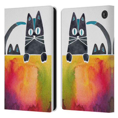 Cat Coquillette Animals 2 Cats Leather Book Wallet Case Cover For Amazon Fire 7 2022