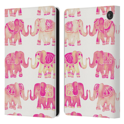 Cat Coquillette Animals 2 Pink Elephants Leather Book Wallet Case Cover For Amazon Fire 7 2022