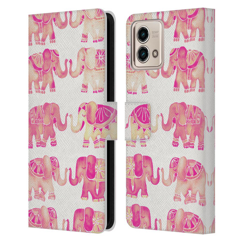 Cat Coquillette Animals 2 Pink Elephants Leather Book Wallet Case Cover For Motorola Moto G Stylus 5G 2023