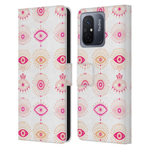 Cat Coquillette Linear Pink Evil Eyes Leather Book Wallet Case Cover For Xiaomi Redmi 12C