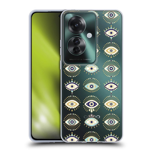 Cat Coquillette Linear White Evil Eyes Pattern Soft Gel Case for OPPO Reno11 F 5G / F25 Pro 5G