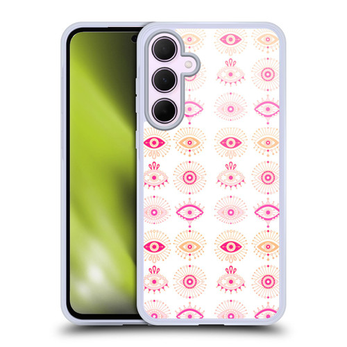 Cat Coquillette Linear Pink Evil Eyes Soft Gel Case for Samsung Galaxy A35 5G
