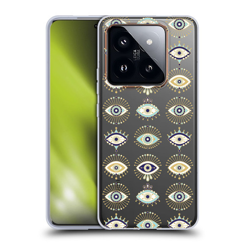 Cat Coquillette Linear White Evil Eyes Pattern Soft Gel Case for Xiaomi 14 Pro