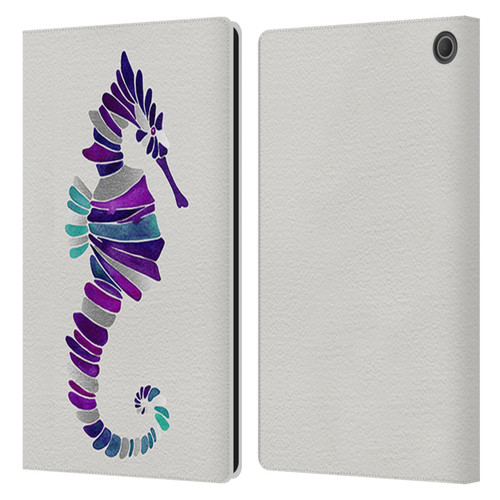 Cat Coquillette Sea Seahorse Purple Leather Book Wallet Case Cover For Amazon Fire Max 11 2023