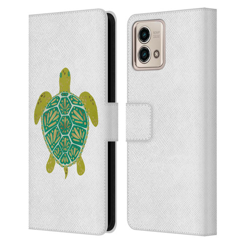 Cat Coquillette Sea Turtle Green Leather Book Wallet Case Cover For Motorola Moto G Stylus 5G 2023