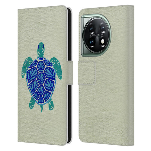Cat Coquillette Sea Turtle Blue Leather Book Wallet Case Cover For OnePlus 11 5G