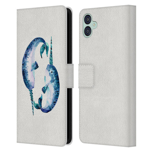 Cat Coquillette Sea Blue Narwhals Leather Book Wallet Case Cover For Samsung Galaxy M04 5G / A04e