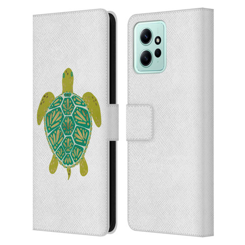 Cat Coquillette Sea Turtle Green Leather Book Wallet Case Cover For Xiaomi Redmi 12
