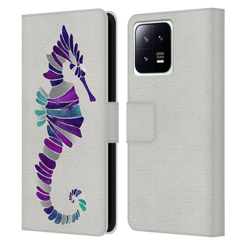 Cat Coquillette Sea Seahorse Purple Leather Book Wallet Case Cover For Xiaomi 13 5G