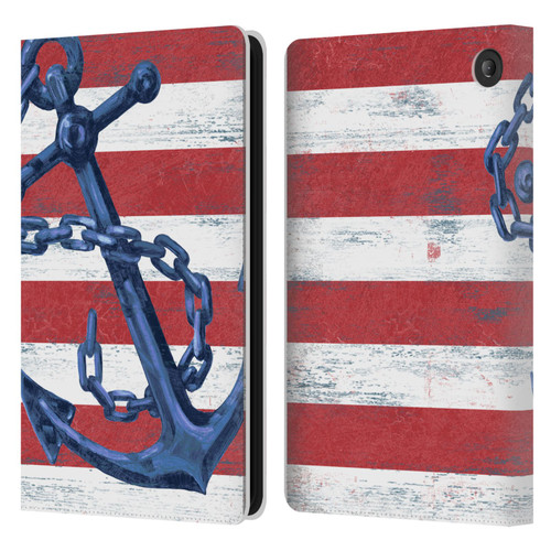 Paul Brent Nautical Westerly Anchor Leather Book Wallet Case Cover For Amazon Fire 7 2022