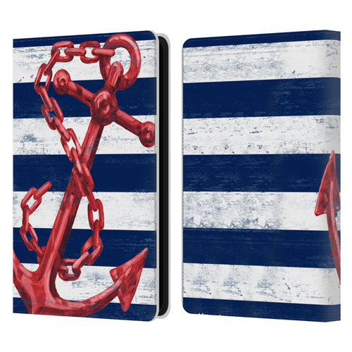 Paul Brent Nautical Westerly Anchor Red Leather Book Wallet Case Cover For Amazon Kindle Paperwhite 5 (2021)