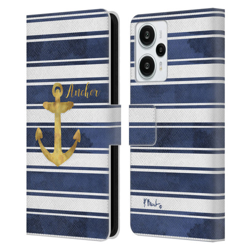 Paul Brent Nautical Anchor Leather Book Wallet Case Cover For Xiaomi Redmi Note 12T