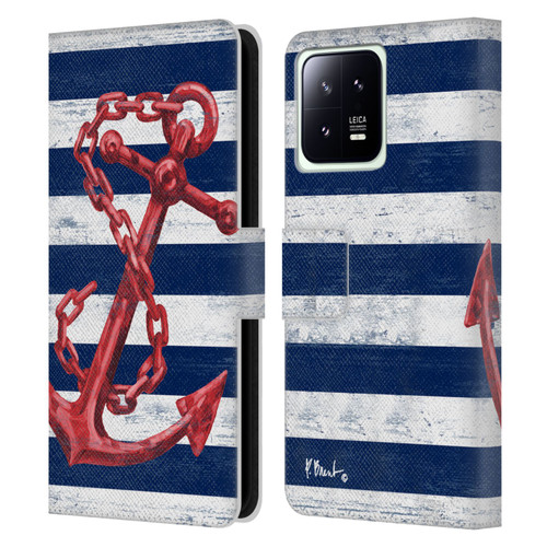 Paul Brent Nautical Westerly Anchor Red Leather Book Wallet Case Cover For Xiaomi 13 5G