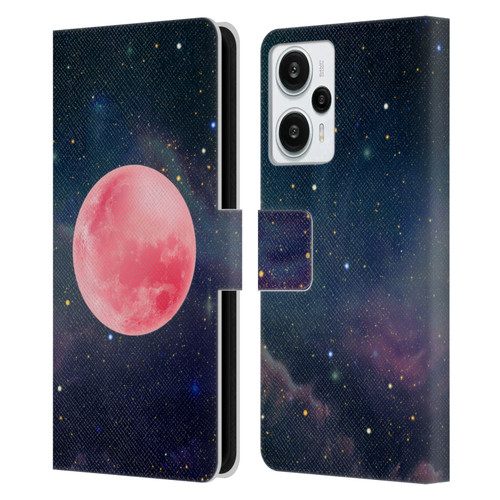 Cosmo18 Space Pink Moon Leather Book Wallet Case Cover For Xiaomi Redmi Note 12T