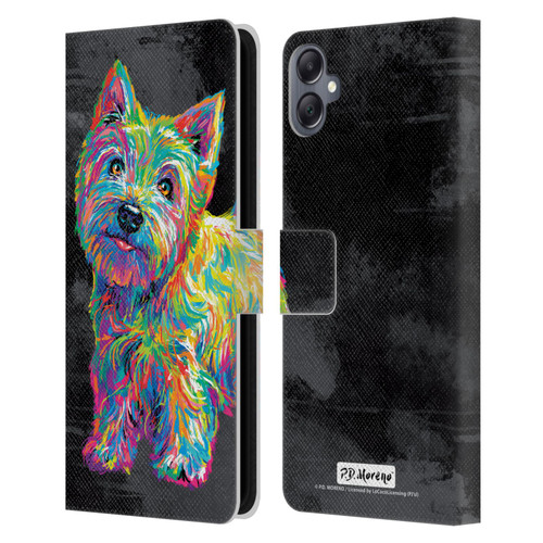 P.D. Moreno Animals II Marvin The Westie Dog Leather Book Wallet Case Cover For Samsung Galaxy A05