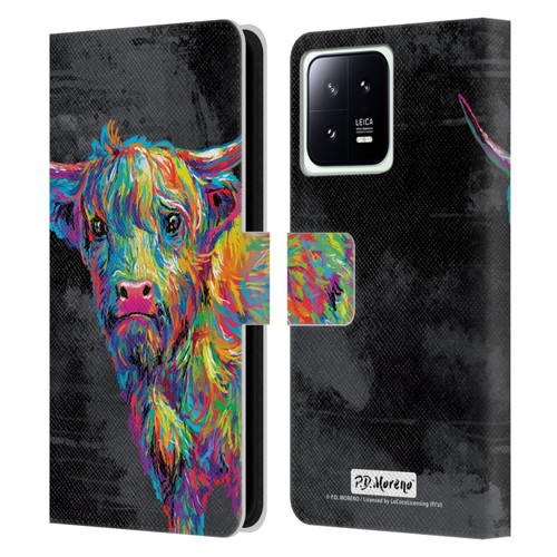 P.D. Moreno Animals II Reuben The Highland Cow Leather Book Wallet Case Cover For Xiaomi 13 5G