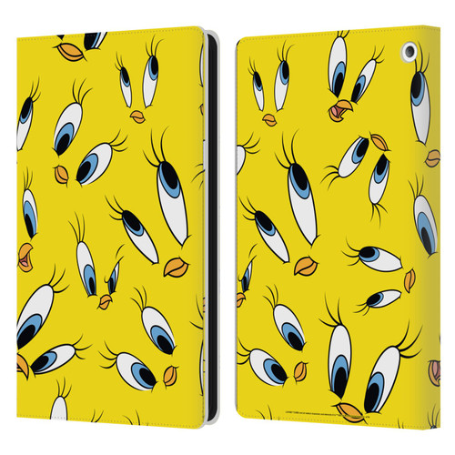 Looney Tunes Patterns Tweety Leather Book Wallet Case Cover For Amazon Fire HD 8/Fire HD 8 Plus 2020