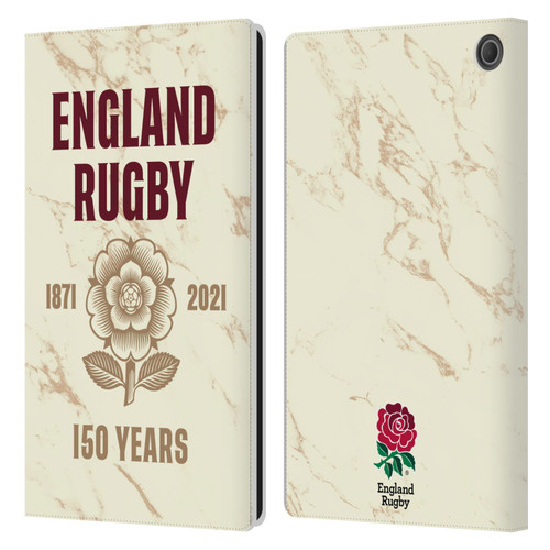 England Rugby Union 150th Anniversary Marble Leather Book Wallet Case Cover For Amazon Fire Max 11 2023