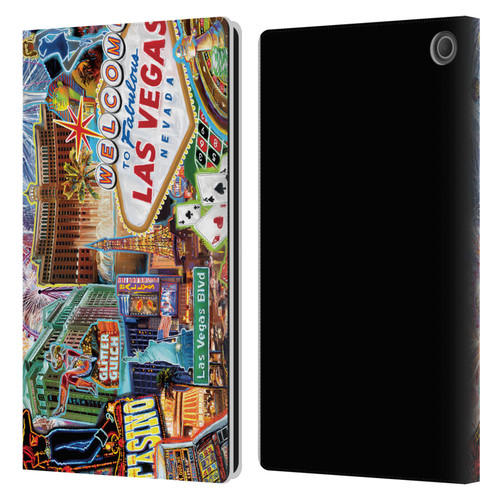 P.D. Moreno Cities Las Vegas 1 Leather Book Wallet Case Cover For Amazon Fire Max 11 2023