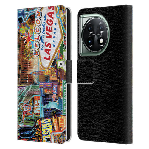 P.D. Moreno Cities Las Vegas 1 Leather Book Wallet Case Cover For OnePlus 11 5G