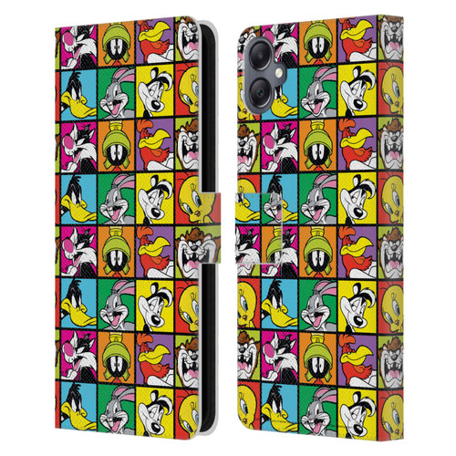 Looney Tunes Patterns Tiles Leather Book Wallet Case Cover For Samsung Galaxy A05