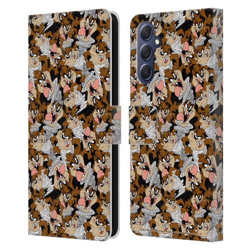 Looney Tunes Patterns Tasmanian Devil Leather Book Wallet Case Cover For Samsung Galaxy M54 5G
