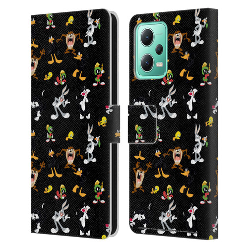 Looney Tunes Patterns Black Leather Book Wallet Case Cover For Xiaomi Redmi Note 12 5G