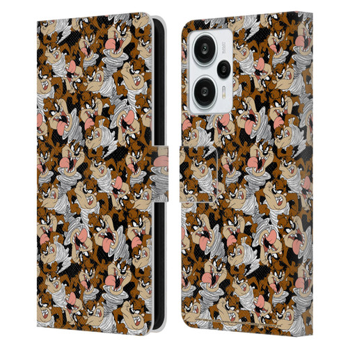 Looney Tunes Patterns Tasmanian Devil Leather Book Wallet Case Cover For Xiaomi Redmi Note 12T