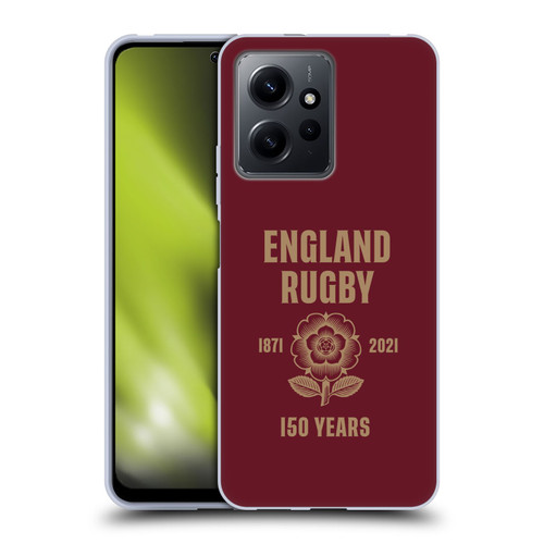 England Rugby Union 150th Anniversary Red Soft Gel Case for Xiaomi Redmi Note 12 4G
