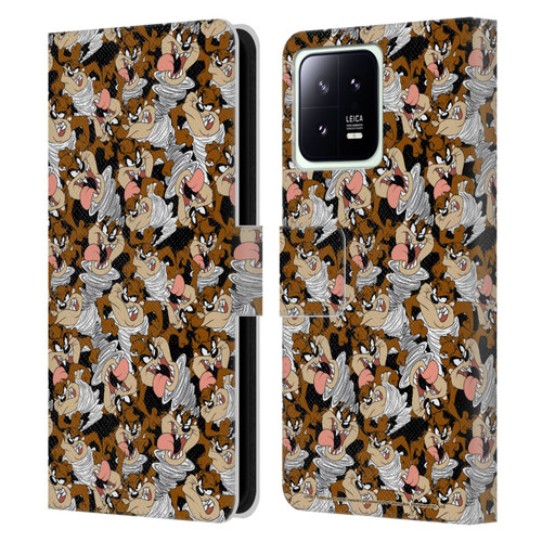 Looney Tunes Patterns Tasmanian Devil Leather Book Wallet Case Cover For Xiaomi 13 5G