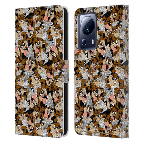 Looney Tunes Patterns Tasmanian Devil Leather Book Wallet Case Cover For Xiaomi 13 Lite 5G