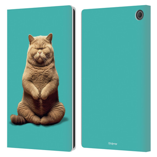 P.D. Moreno Furry Fun Artwork Sitting Cat Leather Book Wallet Case Cover For Amazon Fire Max 11 2023