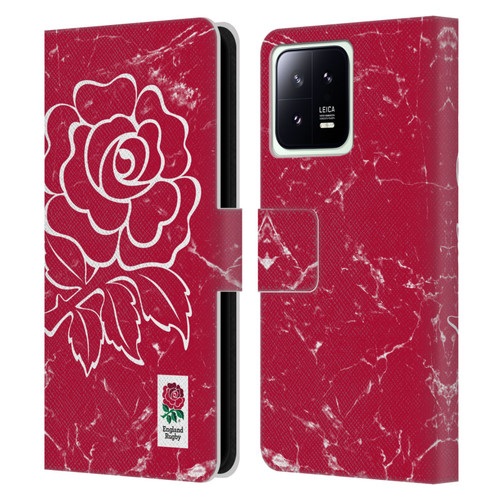 England Rugby Union Marble Red Leather Book Wallet Case Cover For Xiaomi 13 5G