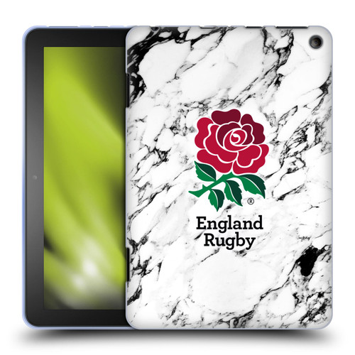 England Rugby Union Marble White Soft Gel Case for Amazon Fire HD 8/Fire HD 8 Plus 2020