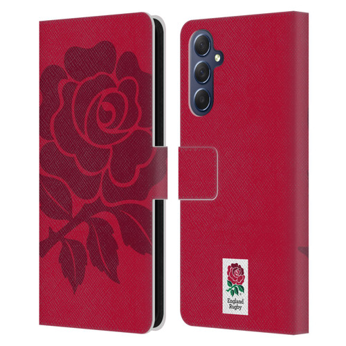 England Rugby Union 2016/17 The Rose Mono Rose Leather Book Wallet Case Cover For Samsung Galaxy M54 5G